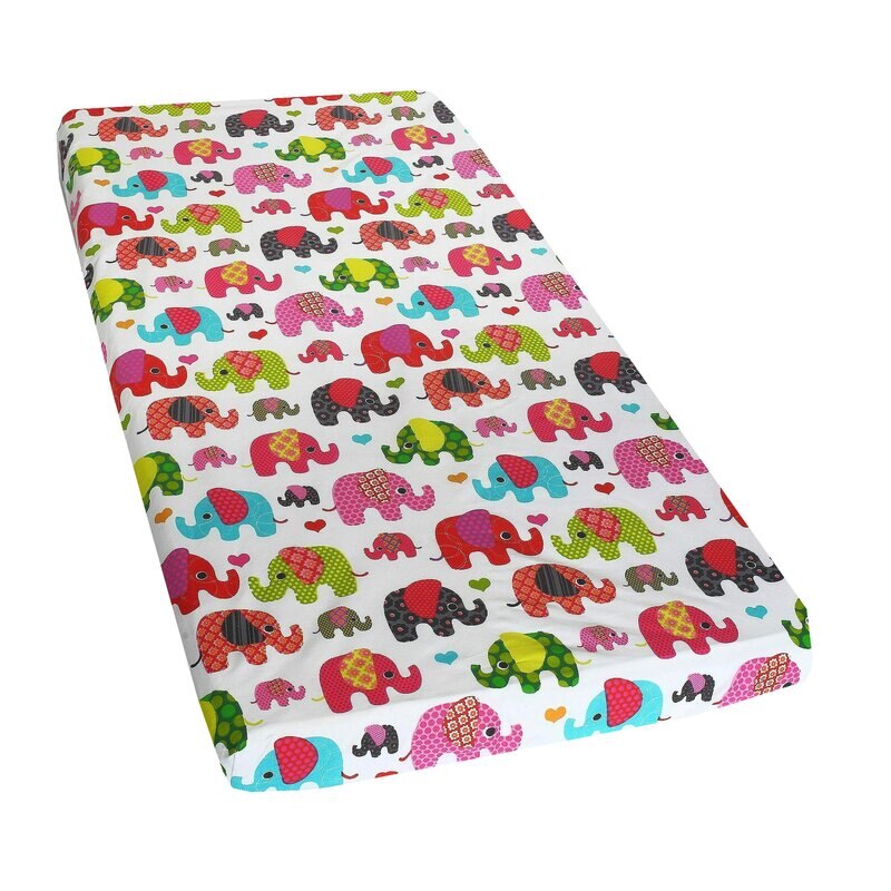 Cearceaf Prichindel, patut 120x60 cm, elefantei roz