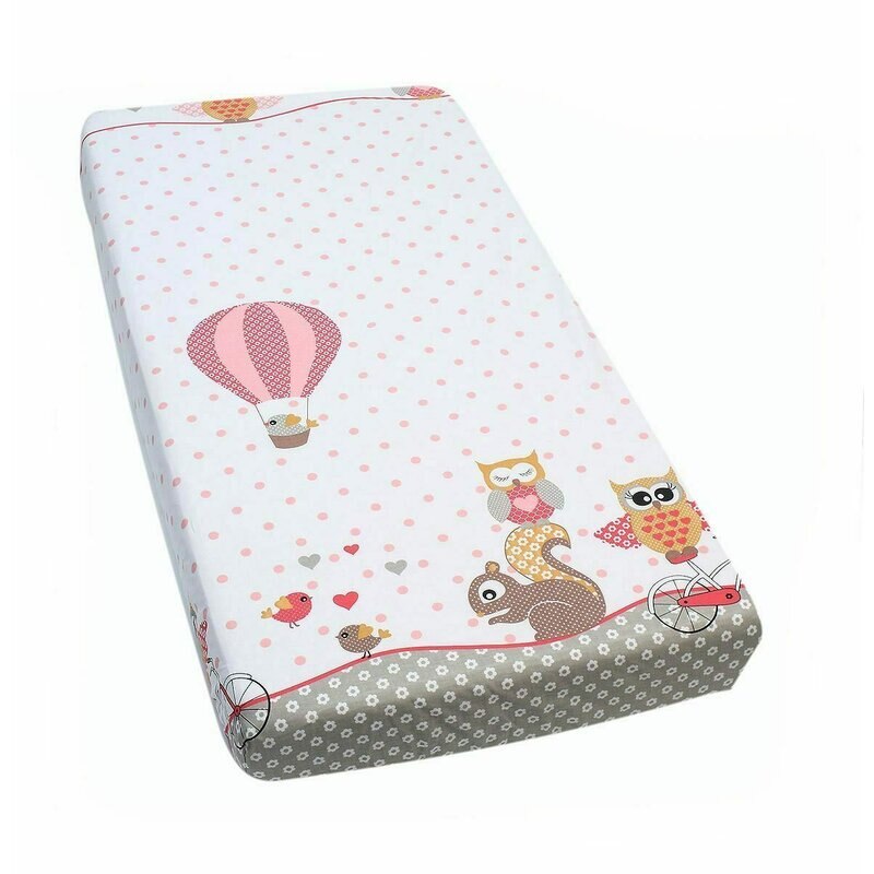 Cearceaf Prichindel, patut, alb, Bufinte mari roz, 120 x 60 cm