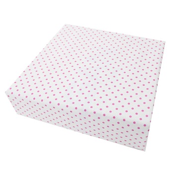 Cearceaf Prichindel, patut 120x60 cm, alb cu buline roz Cearceaf Prichindel, patut 120x60 cm, alb cu buline roz