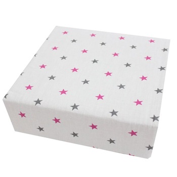 Cearceaf Prichindel, patut 120x60 cm, stelute roz Cearceaf Prichindel, patut 120x60 cm, stelute roz