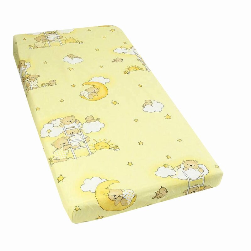 Cearceaf Prichindel, patut 120x60 cm, ursuletul somnoros, galben