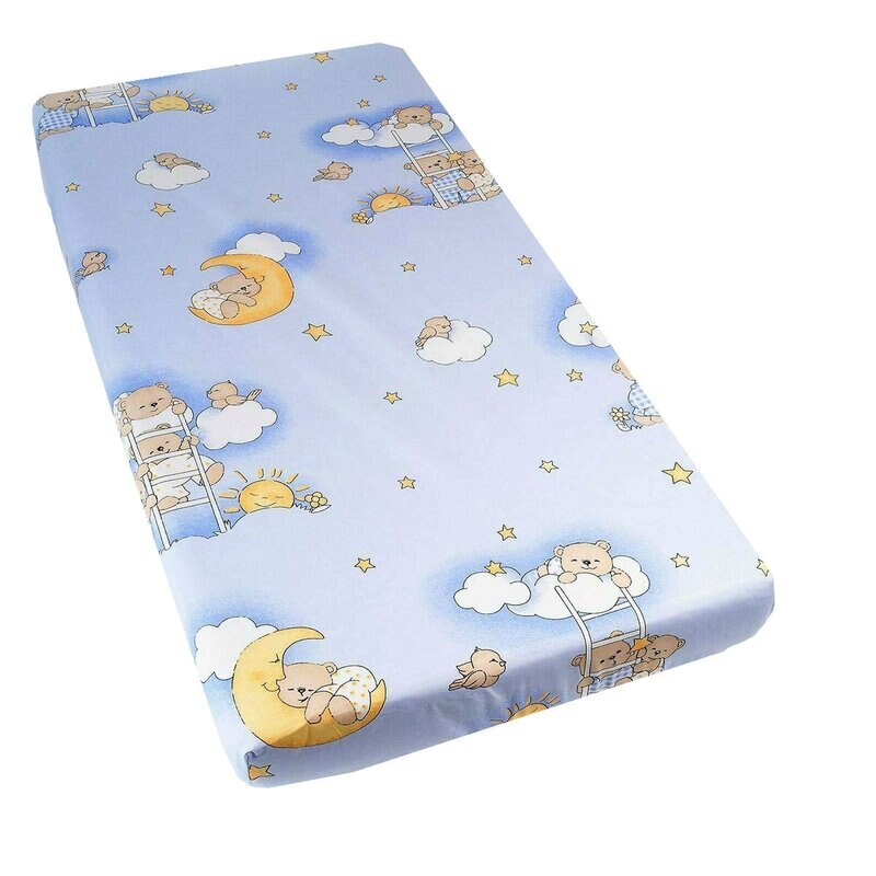 Cearceaf Prichindel, patut 120x60 cm, ursuletul somnoros albastru
