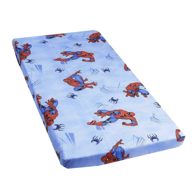 Cearceaf Prichindel, patut 120x60 cm, Spiderman, albastru