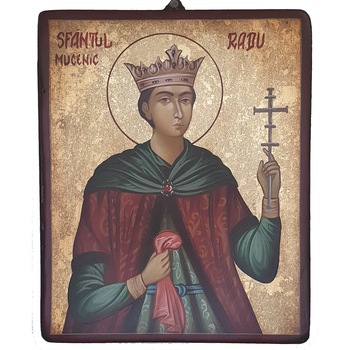 Icoana pictata pe lemn Sf. Mucenic Radu, Artizanat Opait, 32x22cm Icoana pictata pe lemn Sf. Mucenic Radu, Artizanat Opait, 32x22cm