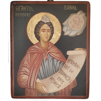 Icoana pictata pe lemn Sf. Prooroc Daniil, Artizanat Opait, 32x22cm Icoana pictata pe lemn Sf. Prooroc Daniil, Artizanat Opait, 32x22cm