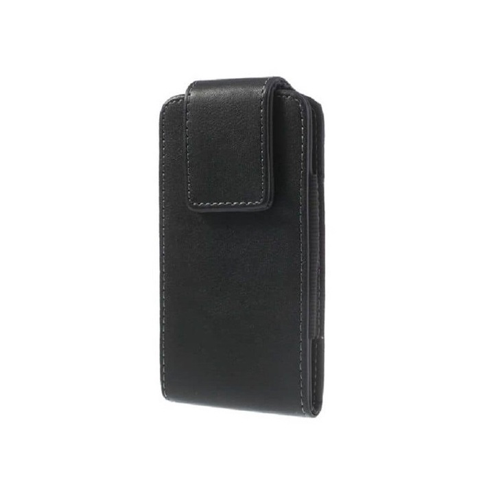 Калъф за телефон, съвместим със Sony Xperia M5 Dual (Sony Holly Ds), с щипка за колан и въртящ се магнитен калъф, синтетична кожа, черен