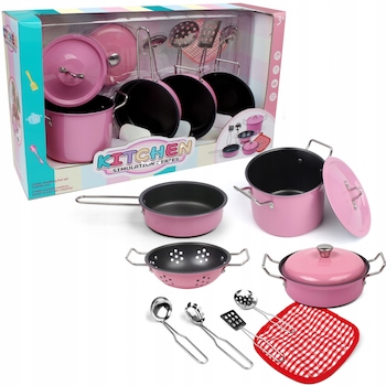 Set accesorii bucatarie, 11 Piese, Oale si ustensile, Roz Set accesorii bucatarie, 11 Piese, Oale si ustensile, Roz