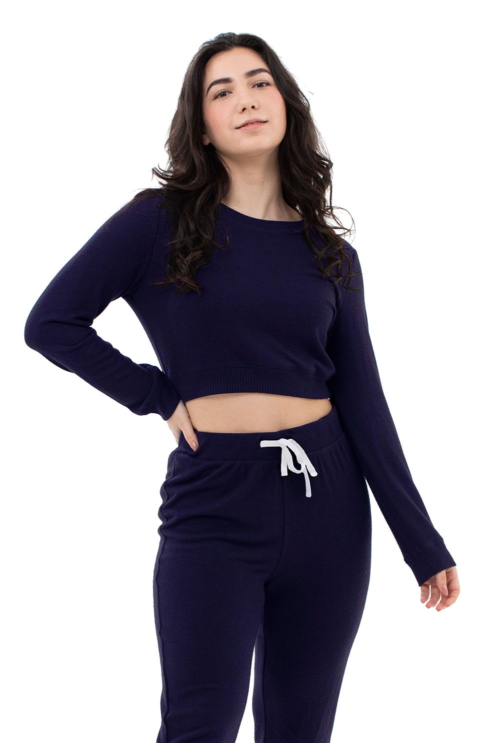 Dorina, Pulover de casa tricotat fin, Bleumarin inchis