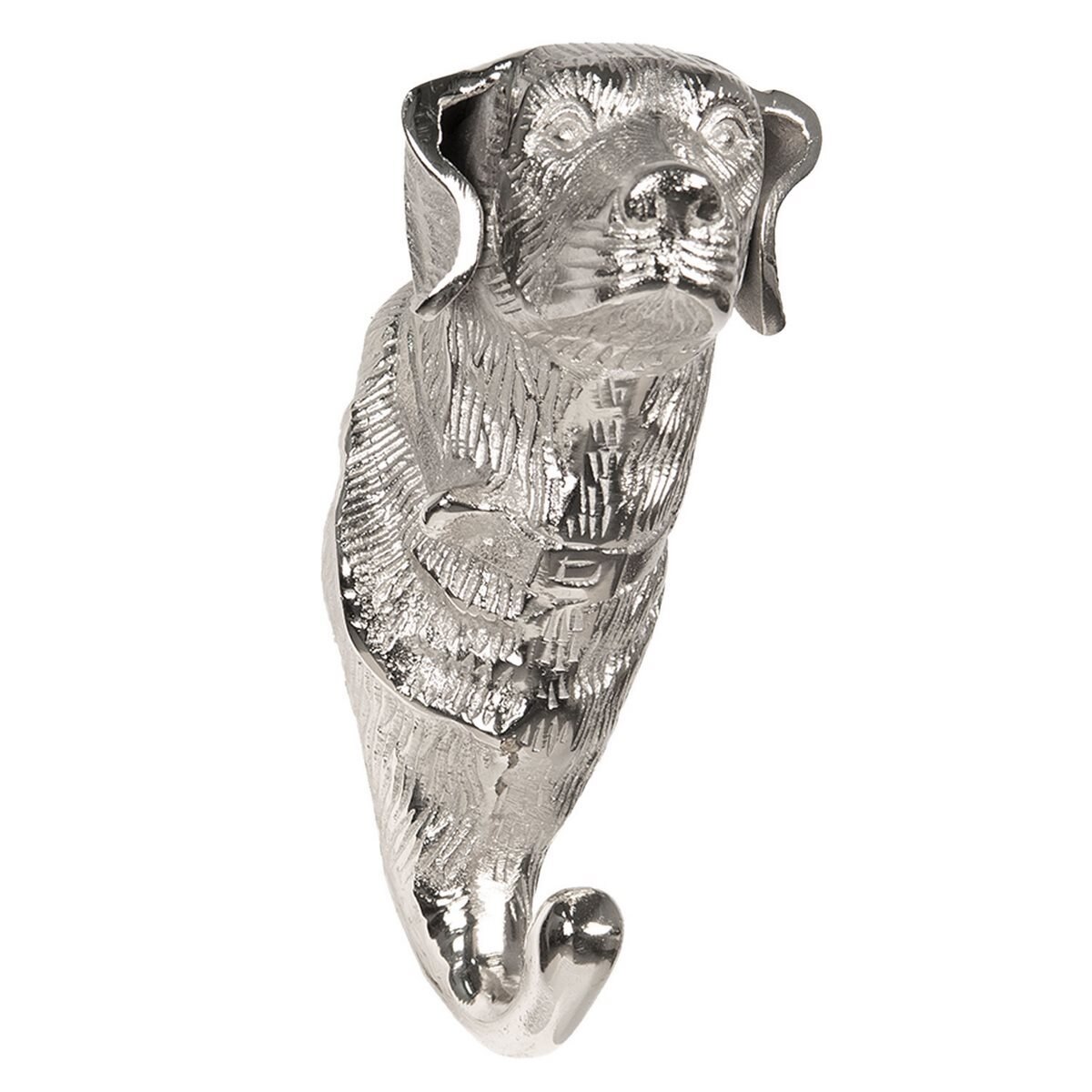 Cuier perete din aluminiu argintiu Dog 10 cm x 8 cm x 19 h