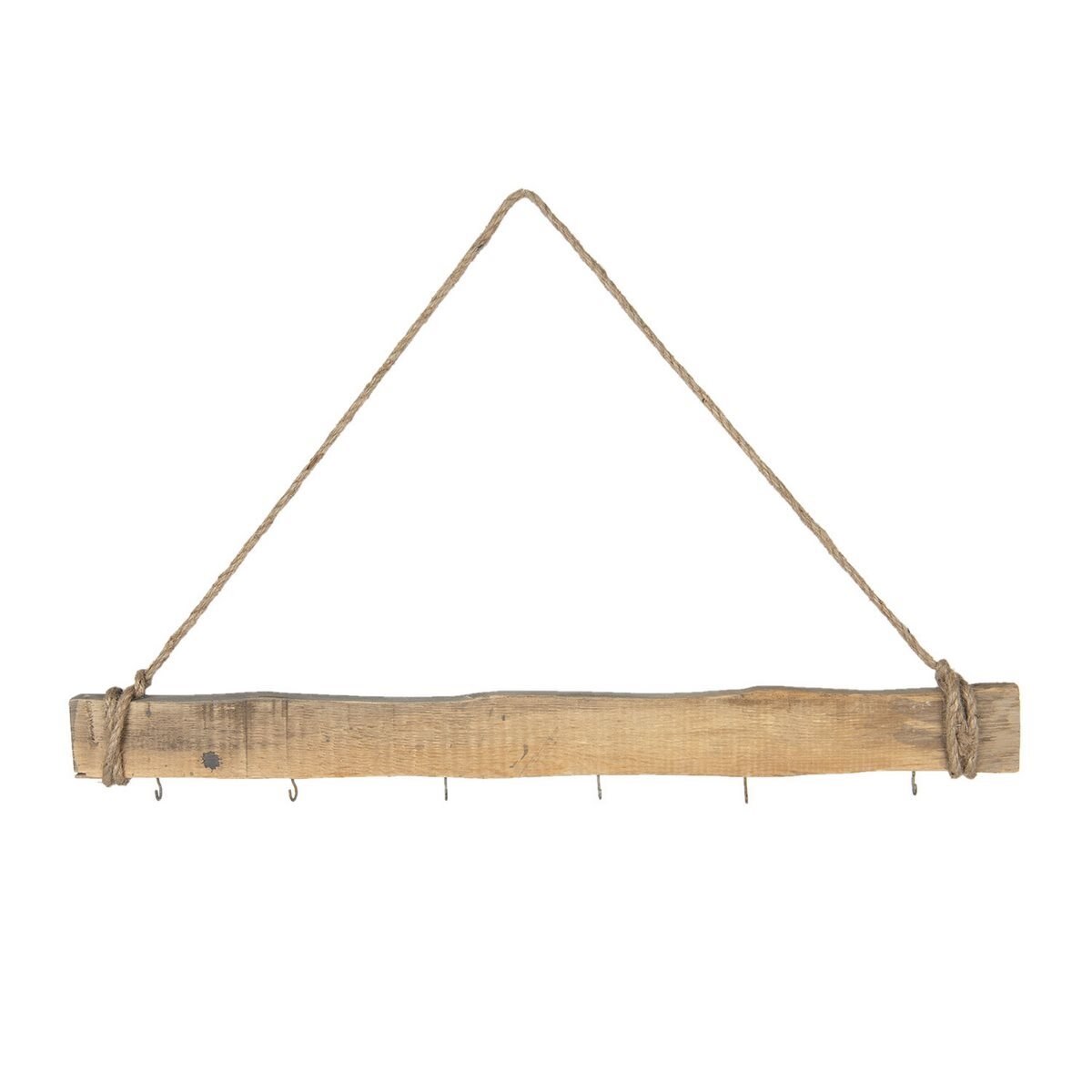 Cuier de perete din lemn natur cu 6 agatatori 77 cm x 7 cm