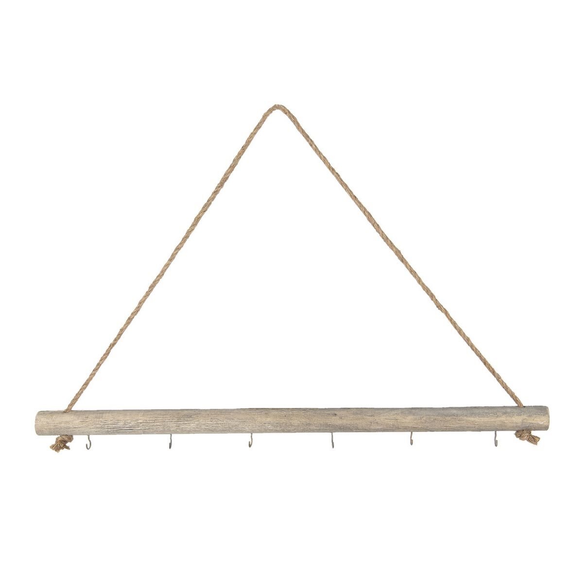 Cuier de perete din lemn natur cu 6 agatatori 80 cm x 4 cm