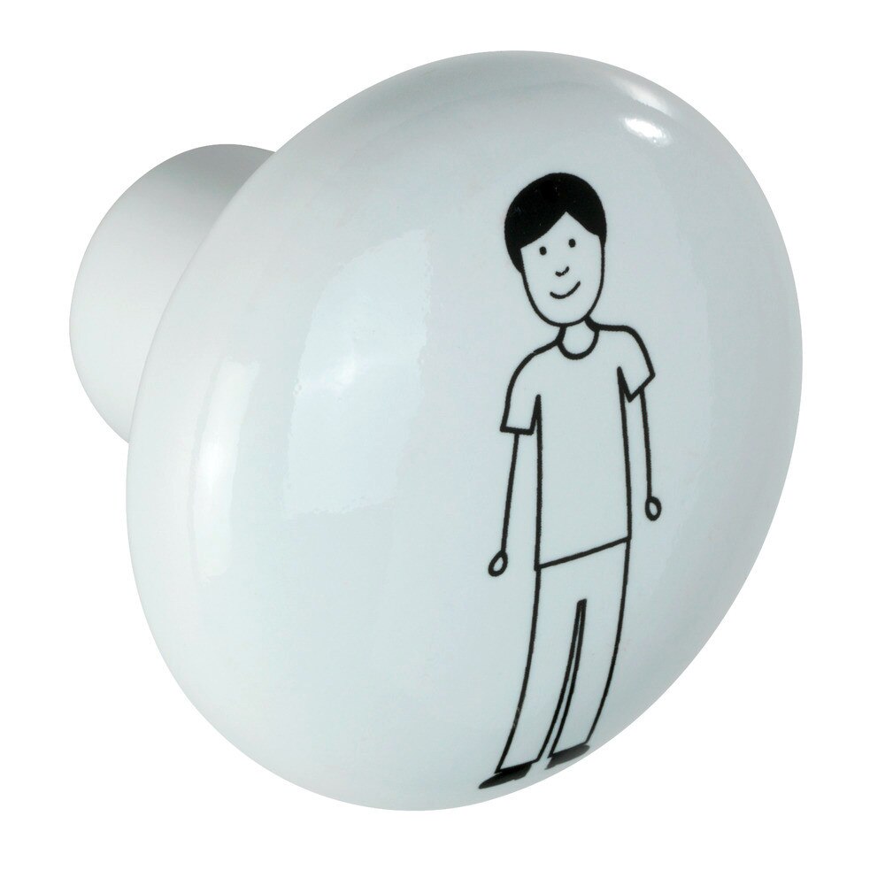 Agatatoare cuier din ceramica Arles Man, finisaj alb, D60 mm