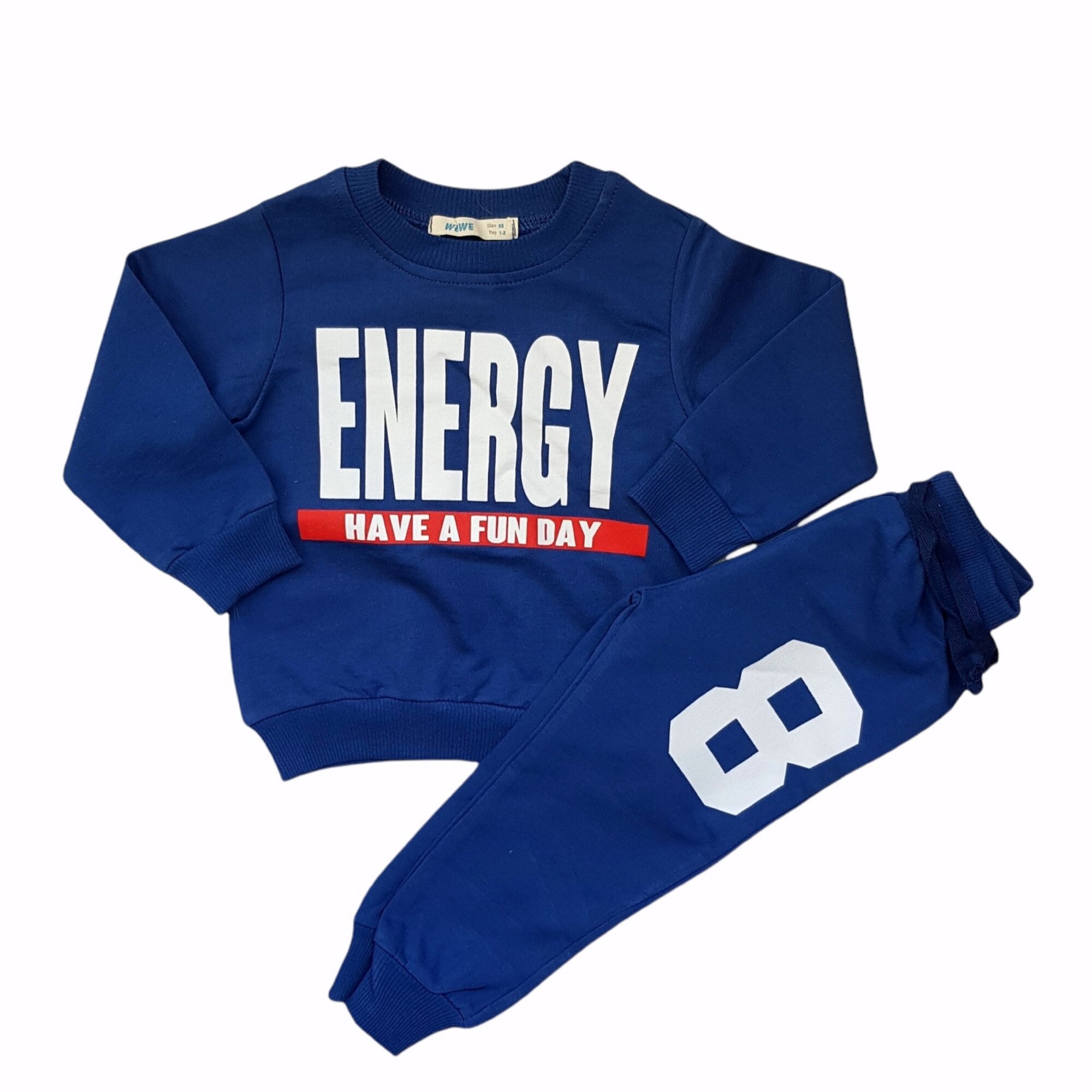 Compleu casual 2 piese din bumbac, Energy, Albastru