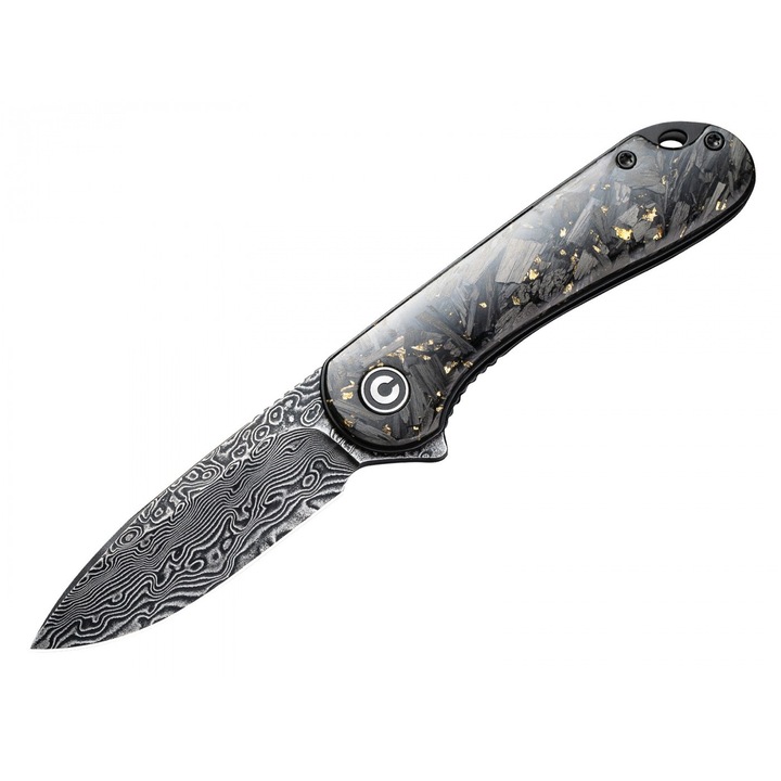 Briceag Civivi elementum flipper c 907c-ds1, maner din aschii din fibra de carbon neagra si aurie capsulate in rasina epoxidica,