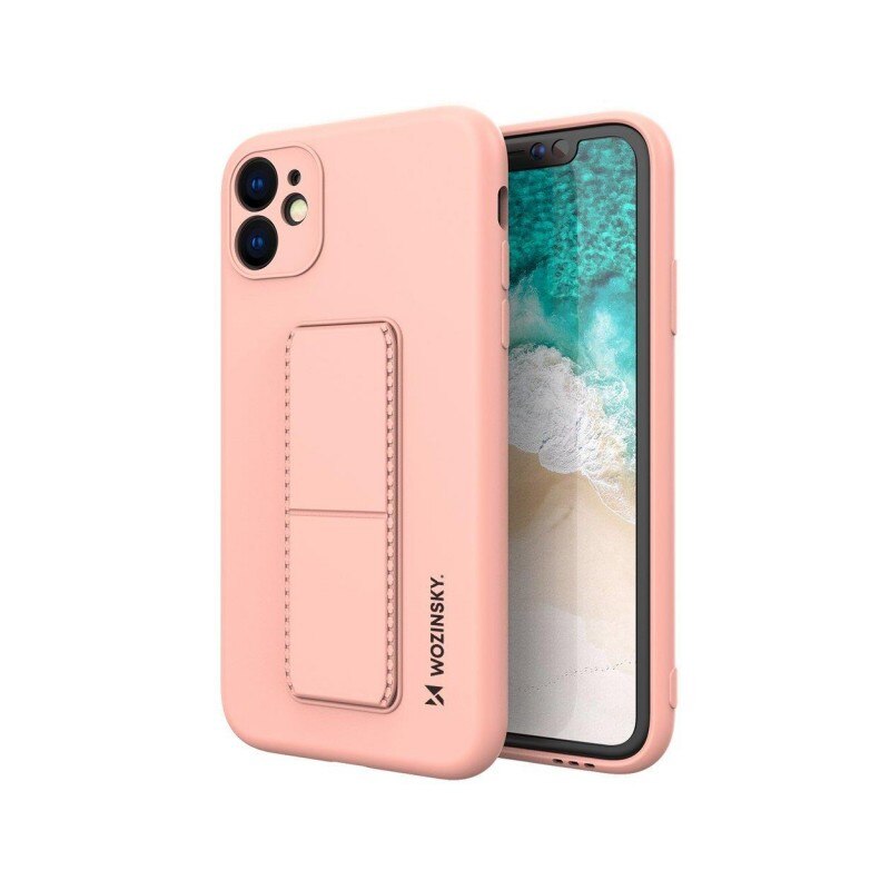 Husa Spate Wozinsky Compatibila Cu iPhone 11, Cu Stand Metalic Pe Spate, Protectie La Camera - Roz