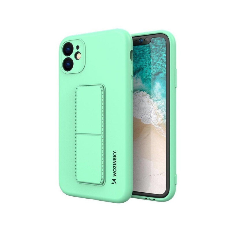 Husa Spate Wozinsky Compatibila Cu Samsung Galaxy A32 5G, Cu Stand Metalic Pe Spate, Protectie La Camera - Verde Menta