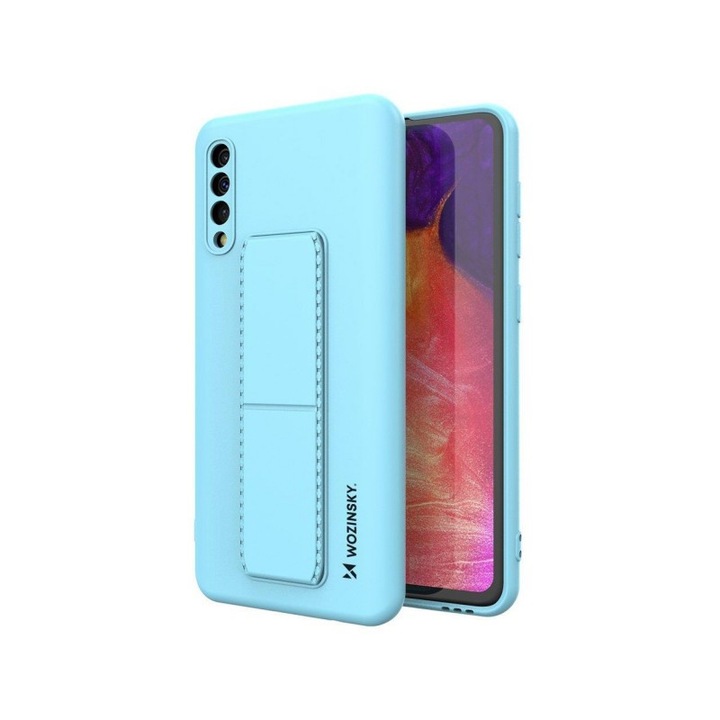 Husa Spate Wozinsky Compatibila Cu Samsung Galaxy A50 / A30s, Cu Stand Metalic Pe Spate, Protectie La Camera - Blue Deschis