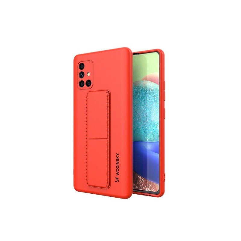 Husa Spate Wozinsky Compatibila Cu Samsung Galaxy A71, Cu Stand Metalic Pe Spate, Protectie La Camera - Rosu