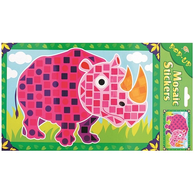 Set imagine mozaic cu margele autoadezive convexe - rinocer, 17 x 31 cm