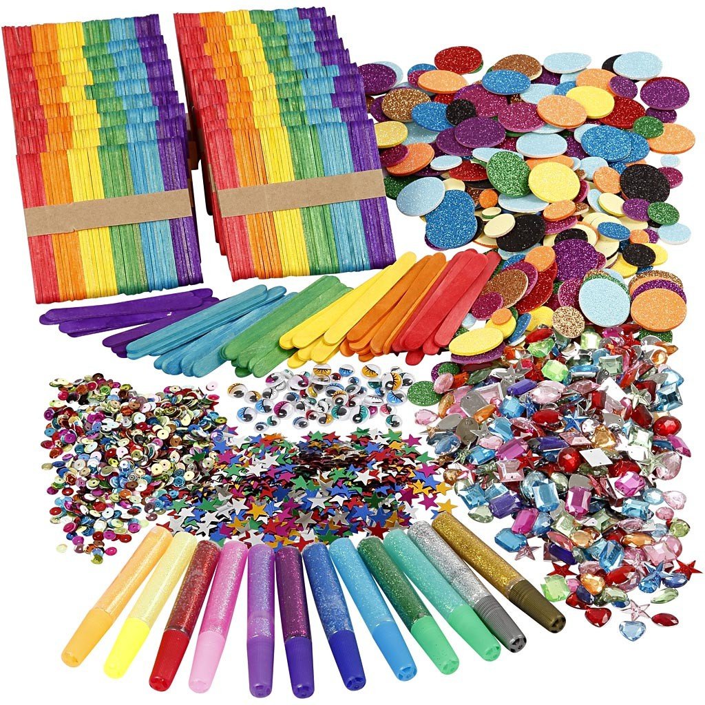 Set de creatie DIY Kit, Glitter & Wood Sticks, 1000 piese