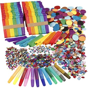 Set de creatie DIY Kit, Glitter & Wood Sticks, 1000 piese Set de creatie DIY Kit, Glitter & Wood Sticks, 1000 piese