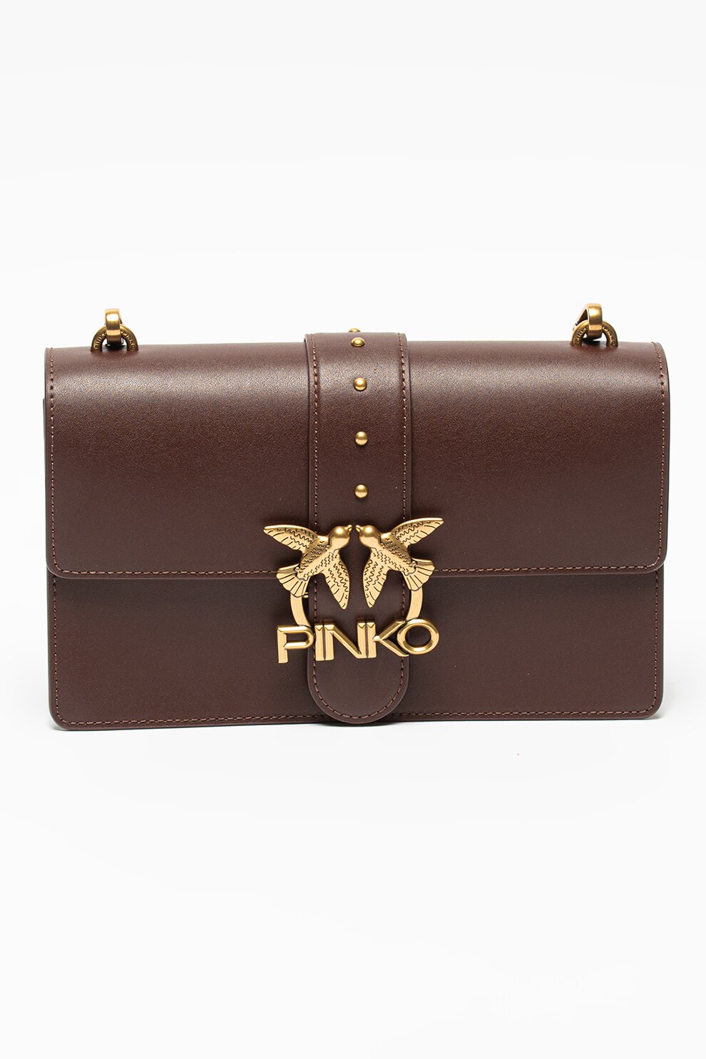 Pinko, Geanta de piele cu bareta de umar Love Icon Classic Simply, Coniac