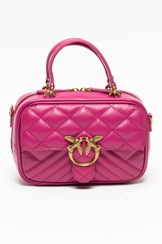 Pinko, Geanta crossbody de piele ecologica Love Mini, Fucsia Pinko, Geanta crossbody de piele ecologica Love Mini, Fucsia