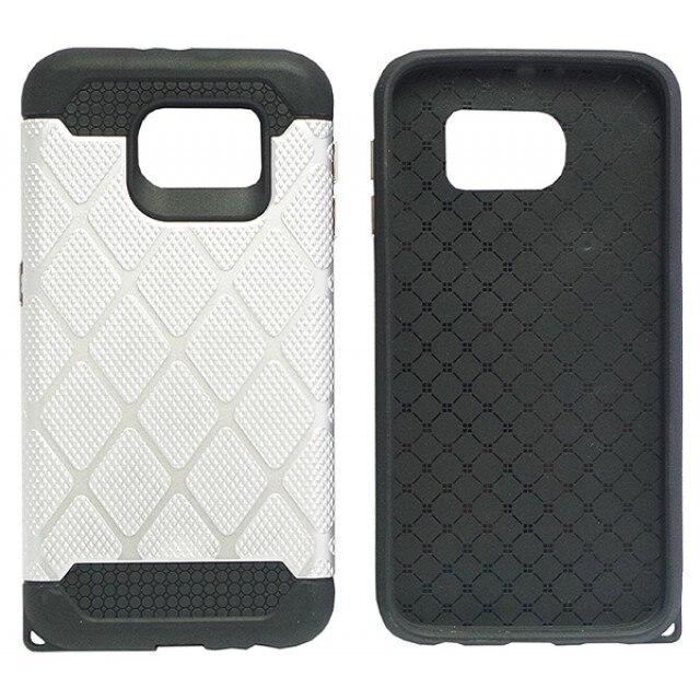 Husa Samsung Galaxy S6 G920, Royal, plastic cu silicon, double protection, argintiu