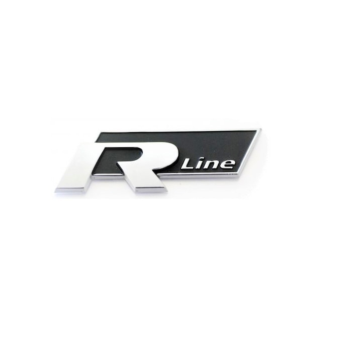 Emblema R LINE Neagra pentru Volkswagen din Metal, Autoadeziva
