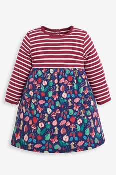 Jojo Maman Bebe, Rochie cu croiala in A, imprimeu si buzunare aplicate, Multicolora, 78 CM Jojo Maman Bebe, Rochie cu croiala in A, imprimeu si buzunare aplicate, Multicolora, 78 CM