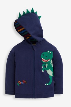 Jojo Maman Bebe, Hanorac cu fermoar si broderie, Bleumarin/Verde Jojo Maman Bebe, Hanorac cu fermoar si broderie, Bleumarin/Verde