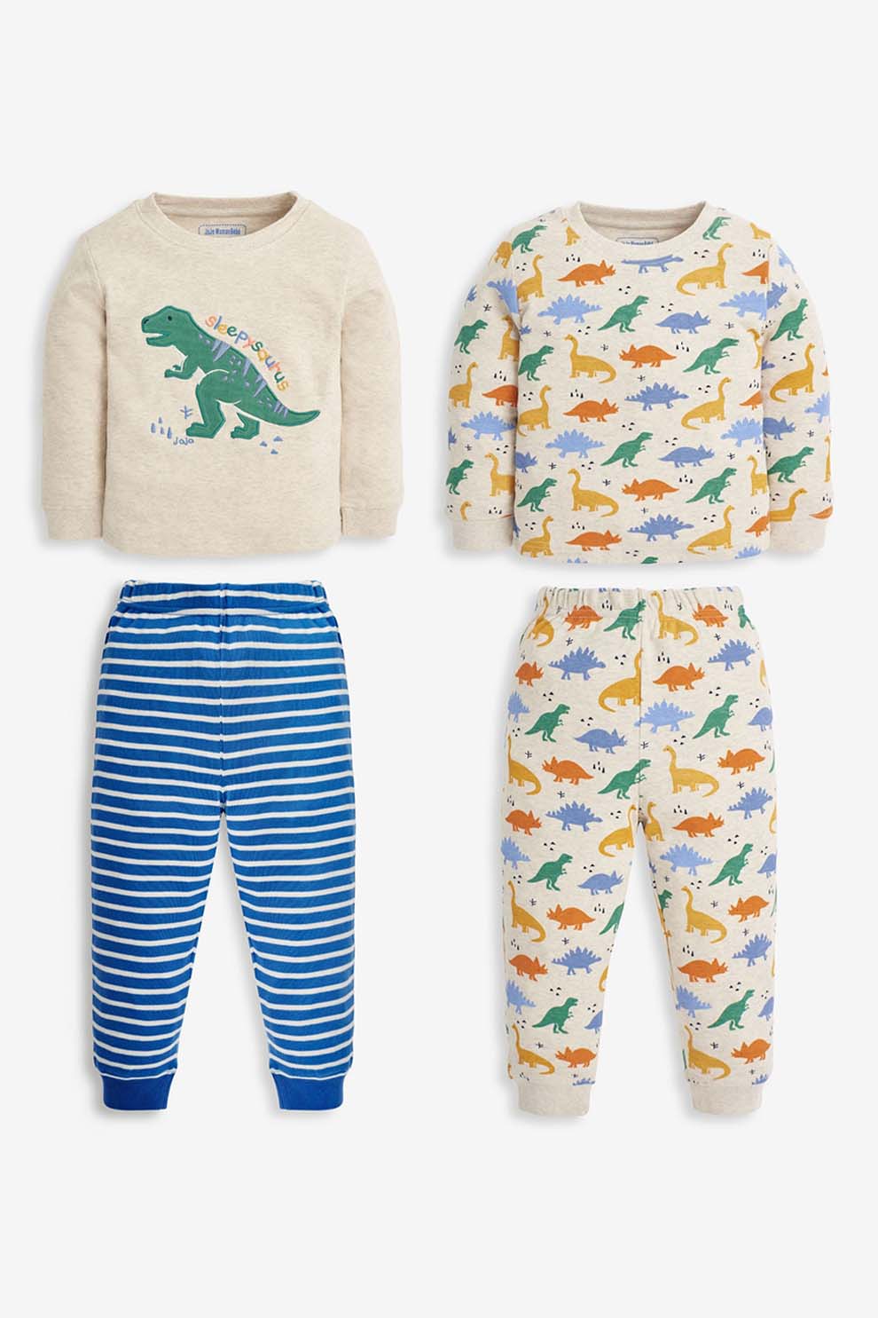 Jojo Maman Bebe, Set de pijamale cu imprimeu, 2 perechi, maro nisip, albastru, alb, maro nisip, albastru, alb