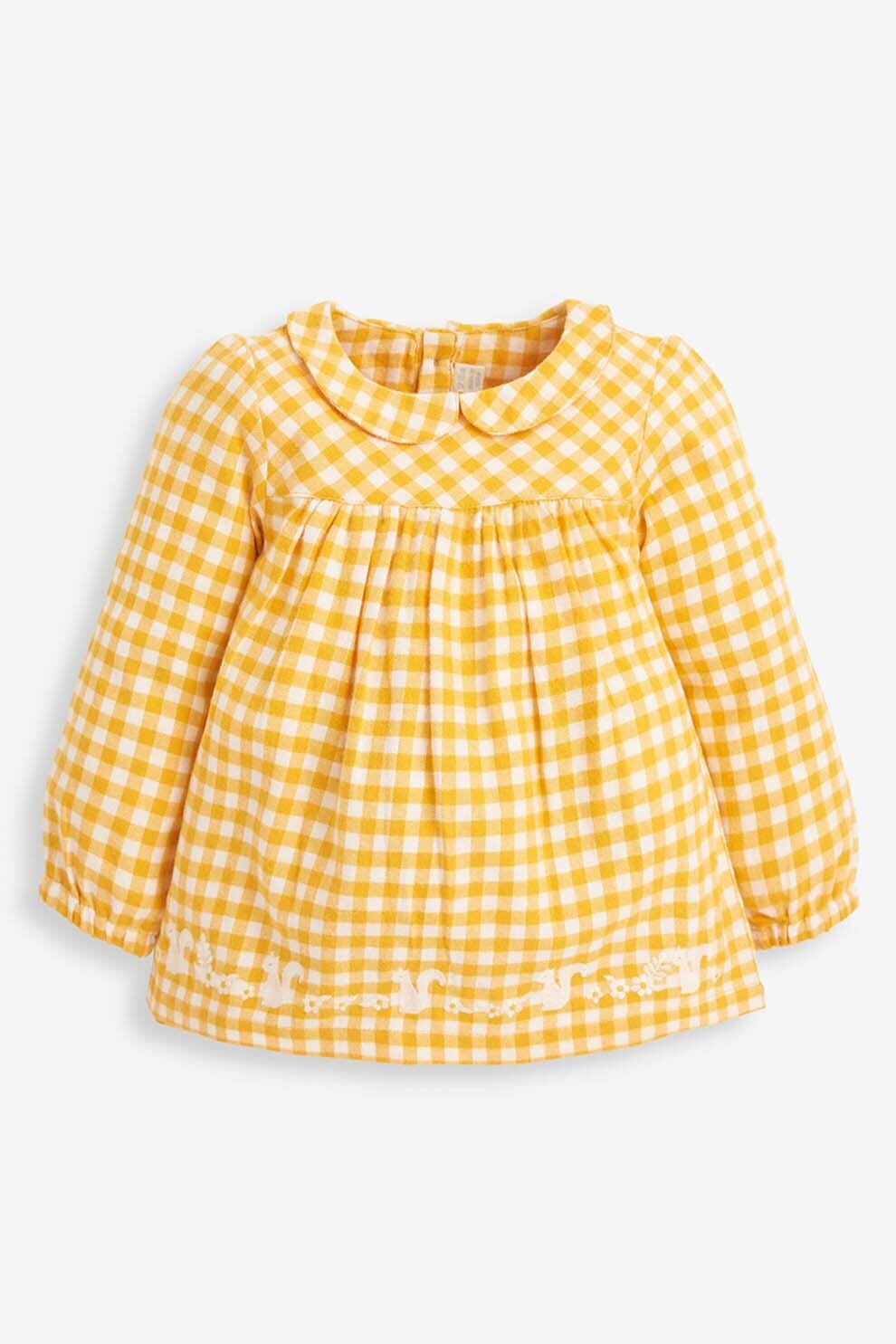 Jojo Maman Bebe, Bluza in carouri cu guler Peter Pan, Galben/Alb