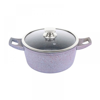 Cratita aluminiu cu interior marmorat cu capac Royalty Line RL-FC28CM SILVER, 28cm, 5.7 litri Cratita aluminiu cu interior marmorat cu capac Royalty Line RL-FC28CM SILVER, 28cm, 5.7 litri