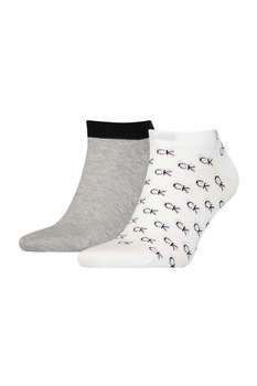 CALVIN KLEIN, Set de sosete din amestec de bumbac - 2 perechi, Alb/Gri melange CALVIN KLEIN, Set de sosete din amestec de bumbac - 2 perechi, Alb/Gri melange