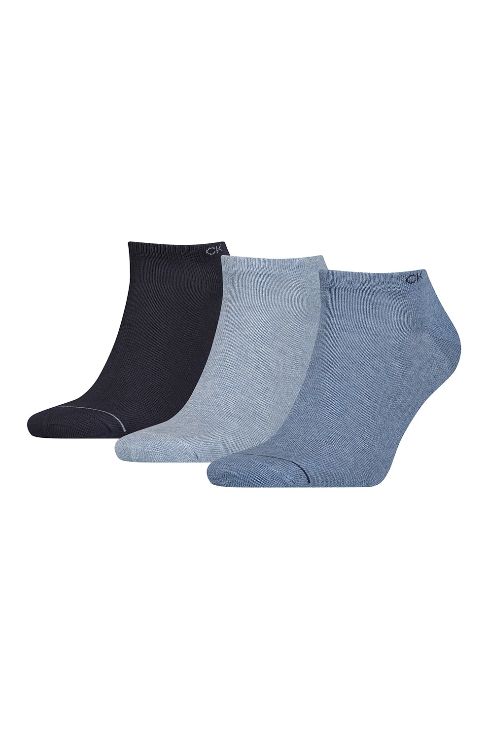CALVIN KLEIN, Set de sosete din amestec de bumbac cu logo- 3 perechi, Negru/Albastru prafuit, One Size