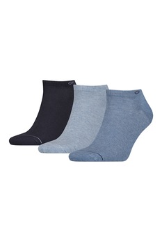 CALVIN KLEIN, Set de sosete din amestec de bumbac cu logo- 3 perechi, Negru/Albastru prafuit, One Size CALVIN KLEIN, Set de sosete din amestec de bumbac cu logo- 3 perechi, Negru/Albastru prafuit, One Size