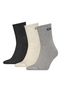 CALVIN KLEIN, Set de sosete cu logo- 3 perechi, Gri melange, One Size CALVIN KLEIN, Set de sosete cu logo- 3 perechi, Gri melange, One Size