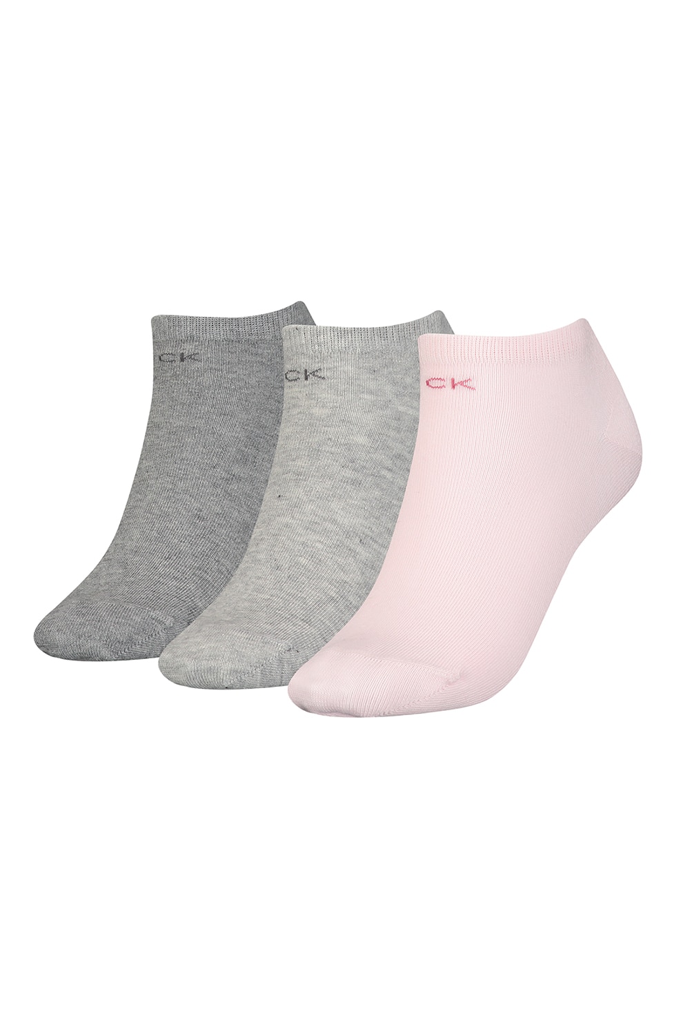 CALVIN KLEIN, Set de sosete scurte - 3 perechi, Roz/Gri melange, One Size