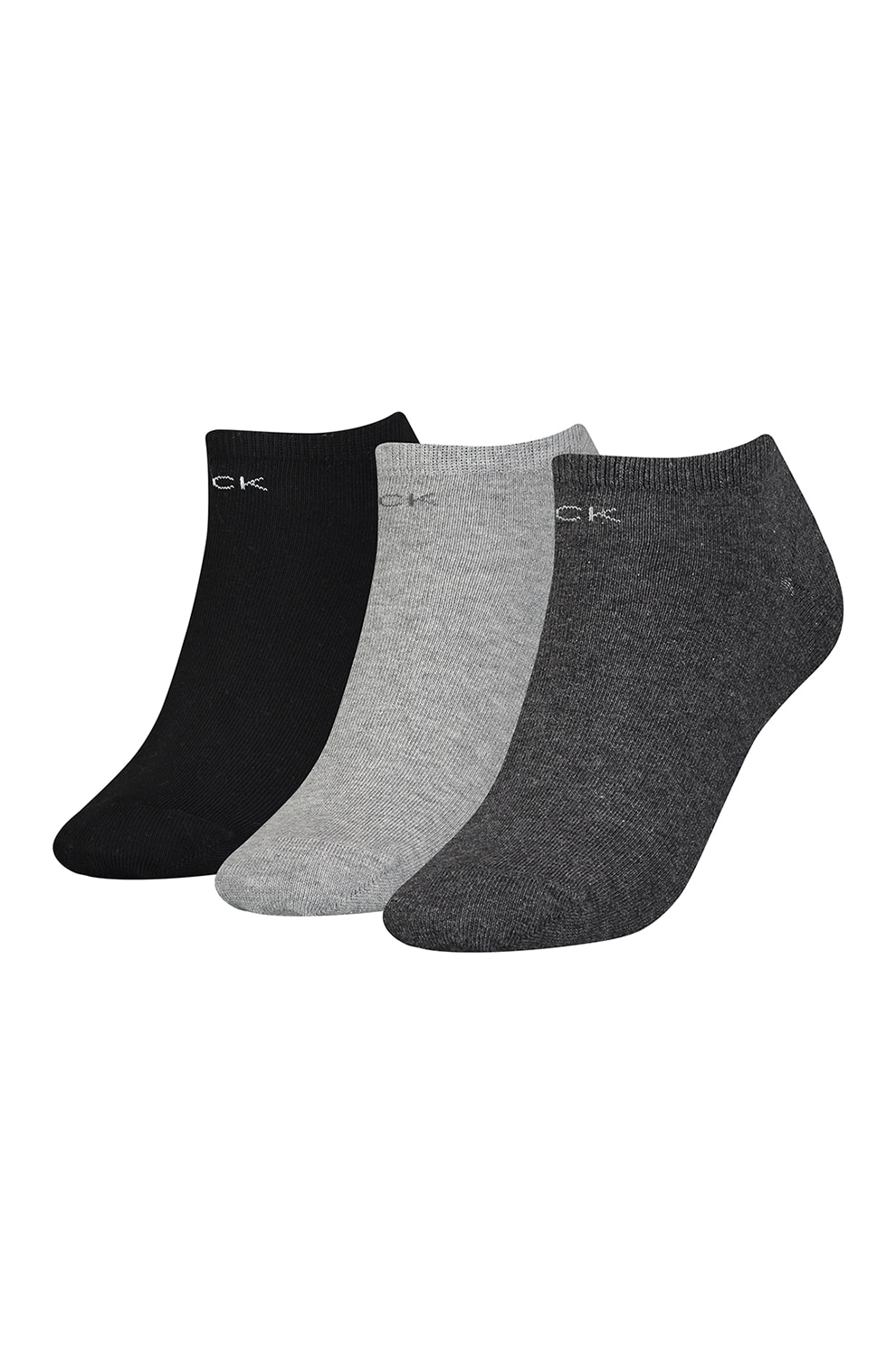 CALVIN KLEIN, Set de sosete scurte - 3 perechi, Gri/negru, One Size