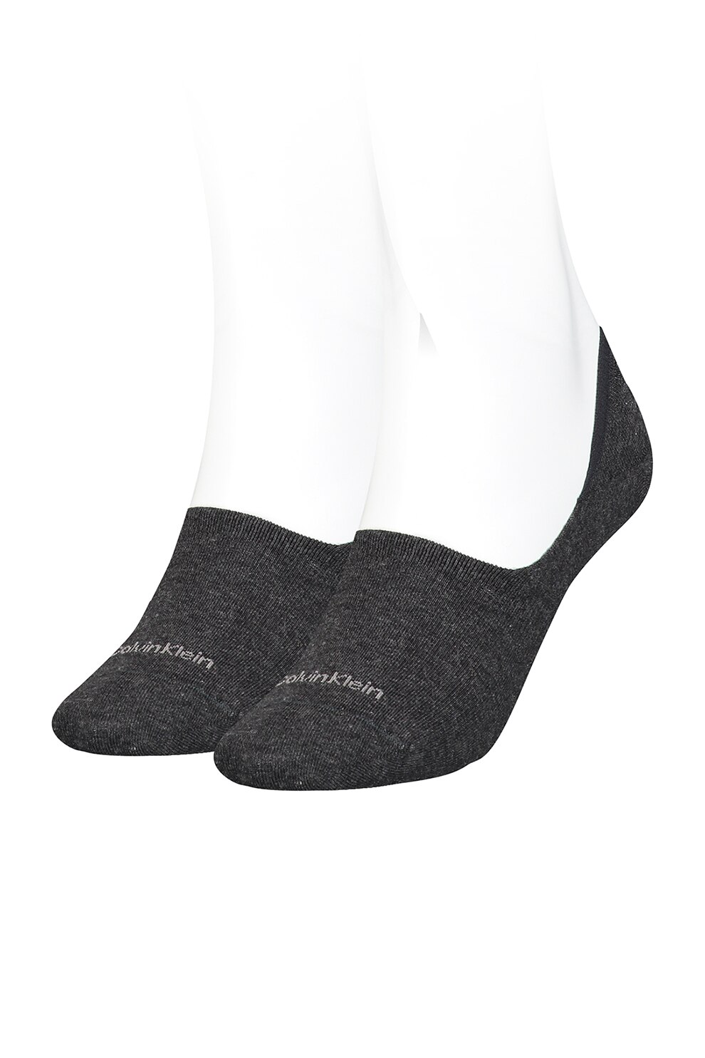 CALVIN KLEIN, Set de sosete foarte scurte cu imprimeu logo- 2 perechi, Gri antracit
