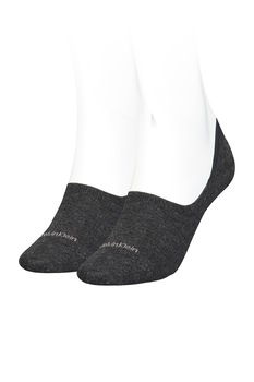 CALVIN KLEIN, Set de sosete foarte scurte cu imprimeu logo- 2 perechi, Gri antracit CALVIN KLEIN, Set de sosete foarte scurte cu imprimeu logo- 2 perechi, Gri antracit