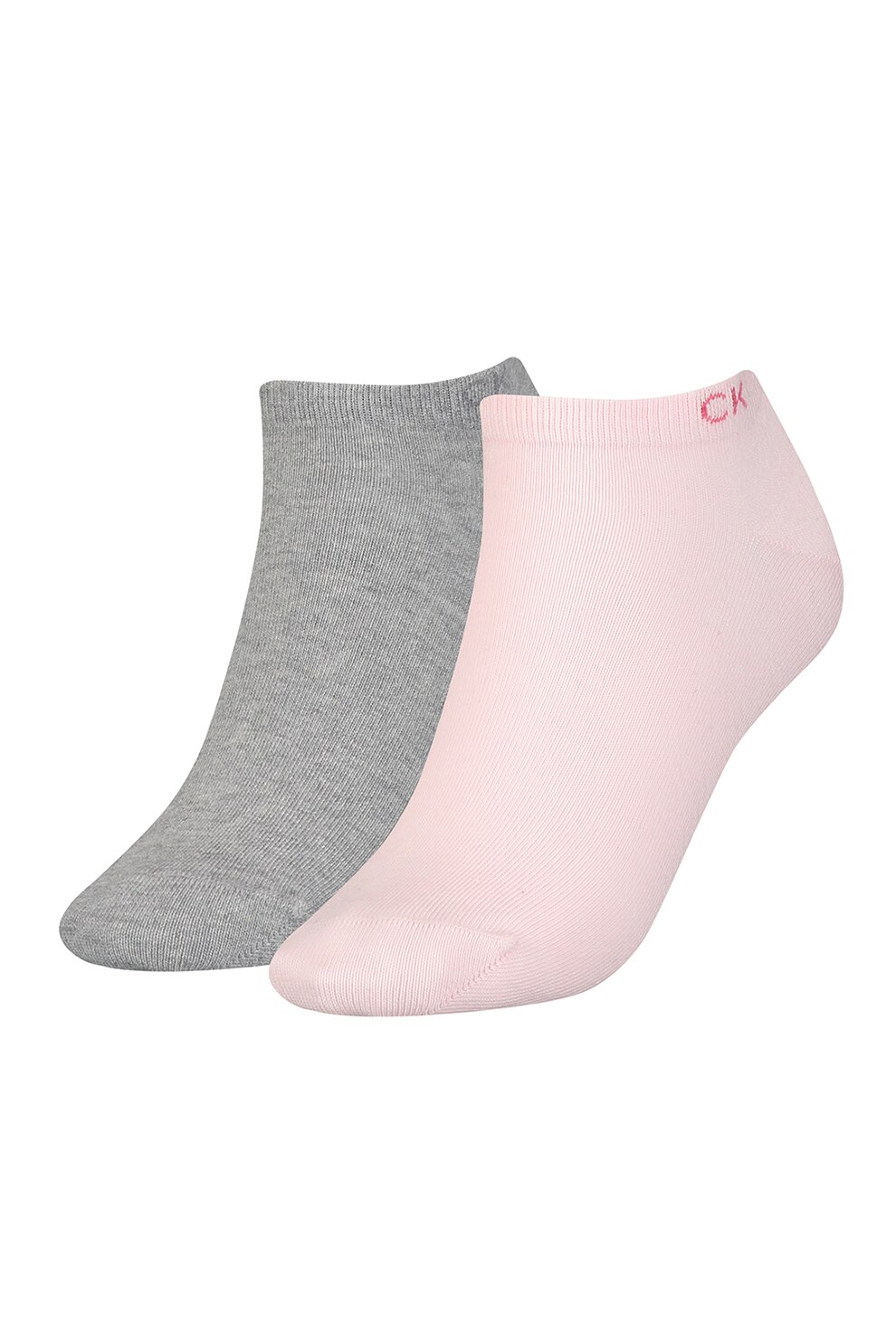 CALVIN KLEIN, Set de sosete scurte cu logo - 2 perechi, Roz/Gri melange, One Size