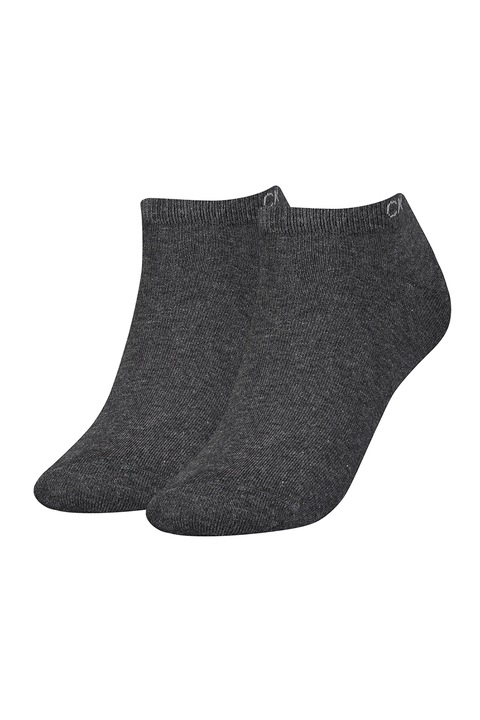 CALVIN KLEIN, Чорапи до глезена с лого - 2 чифта, Антрацитно сиво, One Size