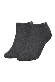 CALVIN KLEIN, Set de sosete scurte cu logo - 2 perechi, Gri antracit, One Size CALVIN KLEIN, Set de sosete scurte cu logo - 2 perechi, Gri antracit, One Size