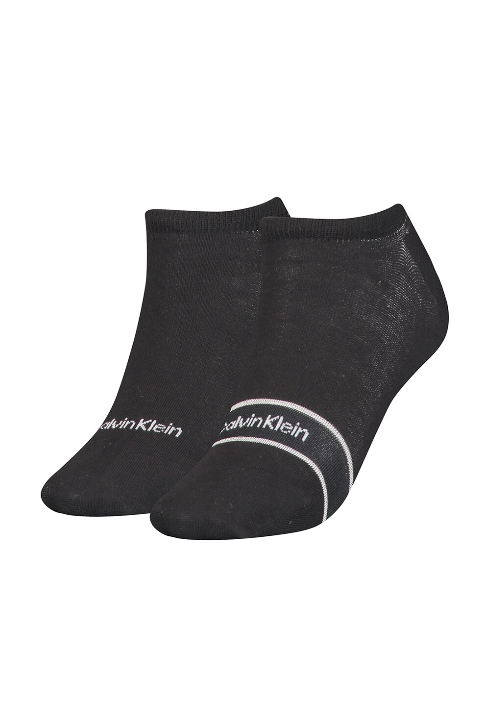 CALVIN KLEIN, Set de sosete scurte cu logo - 2 perechi, Negru, One Size