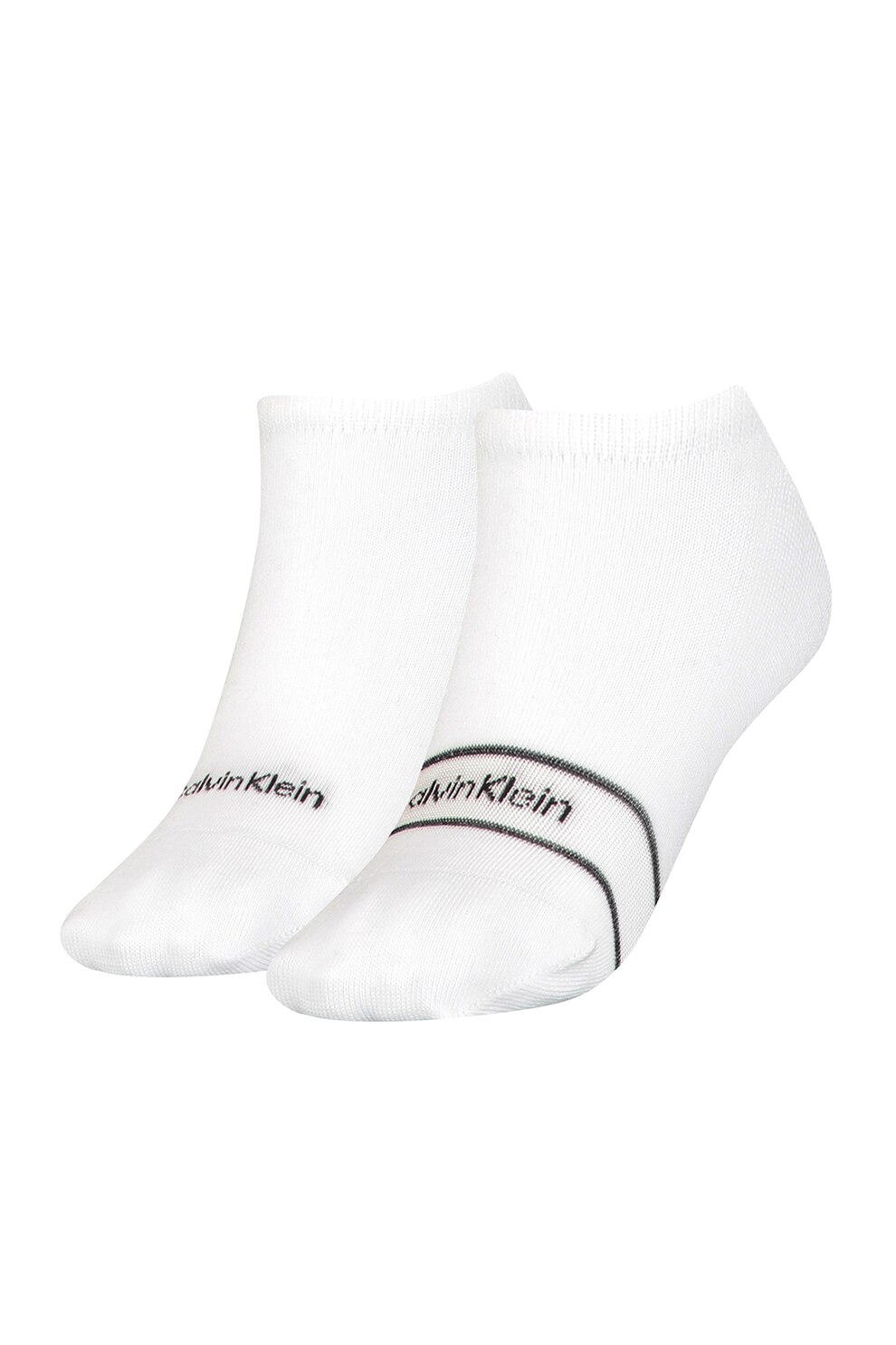 CALVIN KLEIN, Set de sosete scurte cu logo - 2 perechi, Alb, One Size