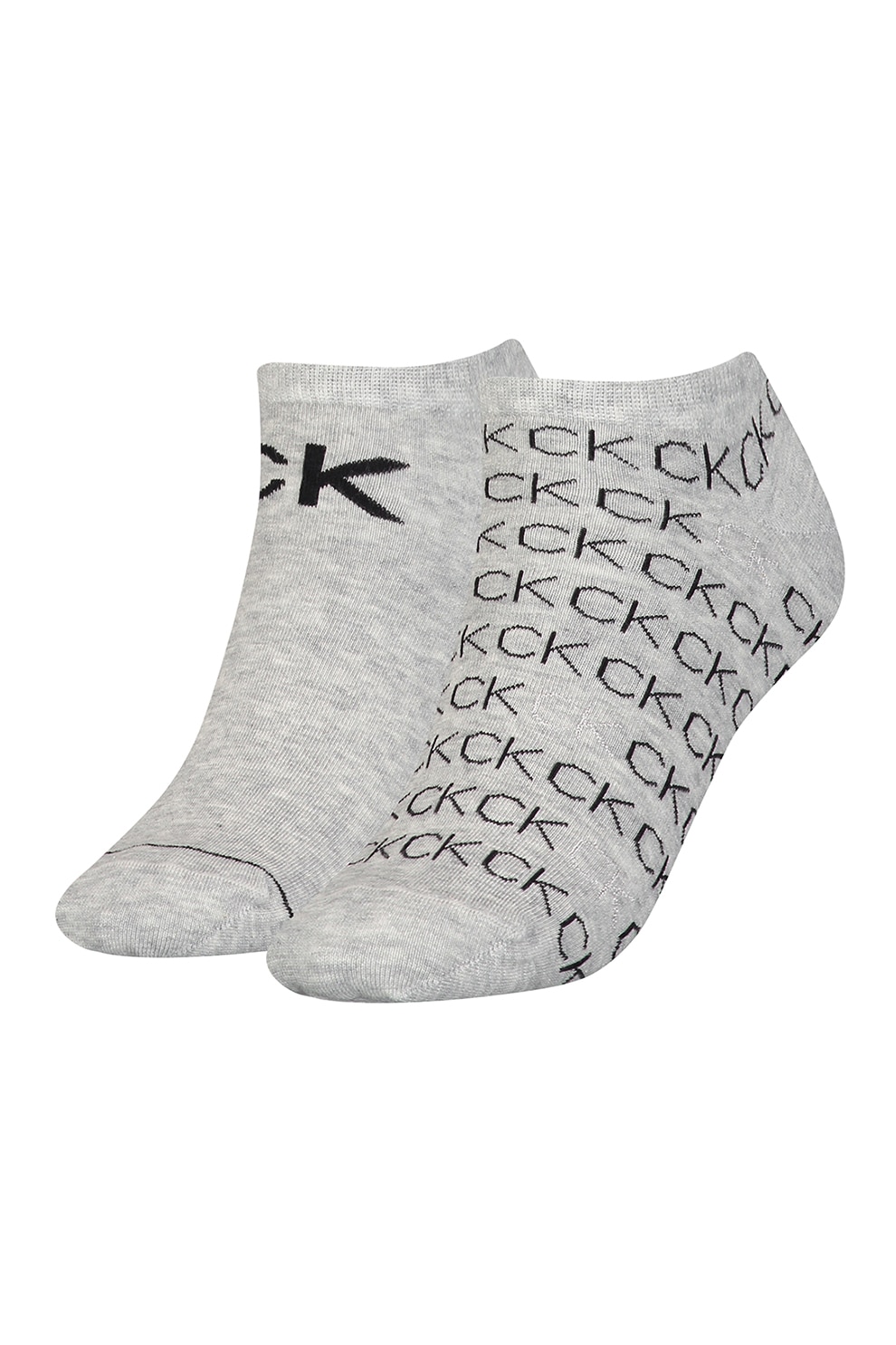 CALVIN KLEIN, Set de sosete scurte cu logo - 2 perechi, Gri melange, One Size