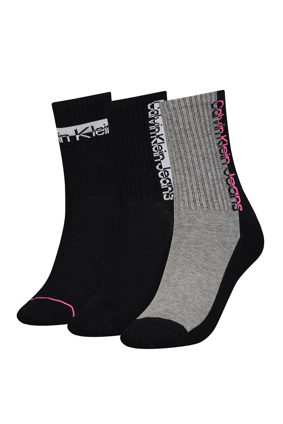 CALVIN KLEIN, Set de sosete lungi - 3 perechi, Negru, One Size