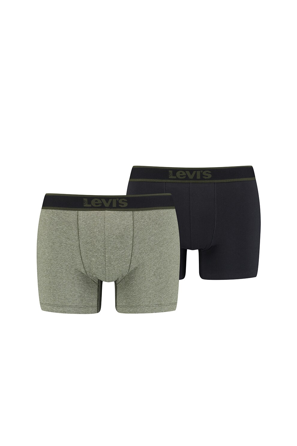 Levi's, Set de boxeri cu banda logo in talie - 2 perechi, Negru/Gri melange